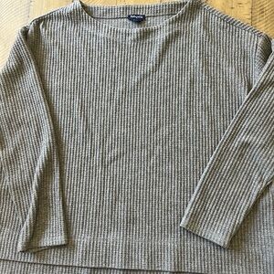 Splendid Women's Medium Relaxed Thermal Waffle Top High Low Hem Gray Causal